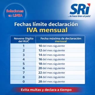 Declaración SRI de IVA mensual con LIQUIDACIÓN
